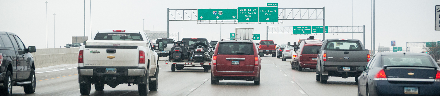 Photo of traffic on Interstate 29 in Fargo, North Dakota. 